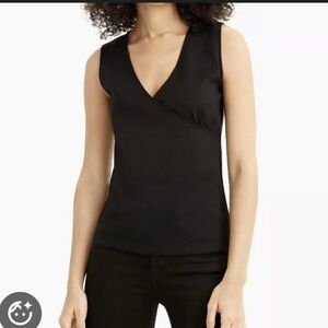 J. Crew Faux-wrap sleeveless top in eco ponte